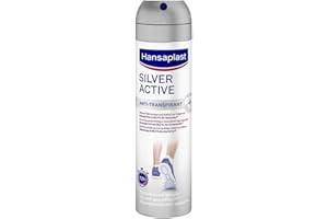 ‎HANSAPLAST Hansaplast Silver Active Fußspray (150 ml), Fußdeo Anti-Transpirant mit 72 h Schutz vor Fußgeruch und Schweiß, Aktiv-Komplex mit Silber-Ionen
