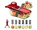 Produktbild Gemüseschneider Cutter Chopper von Godmorn - 6 Wechselklingen mit Schäler, Handschutz, Vorratsbehälter - Cutter für Kartoffeln, Tomaten, Zwiebeln, Gurken, Käse usw