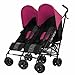 Obaby Apollo Black/Grey Twin Stroller and Black Footmuffs (Pink)