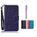 Produktbild Samsung Galaxy S7 Edge Klapphülle, MUTOUREN Handyhülle Samsung Galaxy S7 Edge Schutzhülle Book Style Wallet Case Cover Tasche mit Mischfarben Kartenfach Standfunktion Magnetlasche + Bleistift Touch, Pfau Blumen Lila