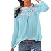 Produktbild [S-2XL] Damen Pulli Elegant Langarm T-Shirt Yogogo V-Ausschnitt Patchwork Spitze Druck Lässige Casual Oberteile Oversized Top Herbst Winter Sports Jacket Hoodie Sweatjacke Kapuzenpullover