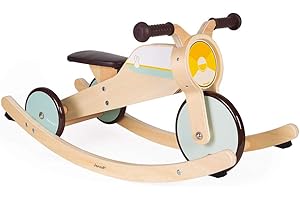 Janod - Wooden Rocking Tricycle - Babyhood Scalable Baby Tricycle - Develop Motor Skills and Sense Of Balance - Wooden Toy - Fsc Certified - from 12 Months Old, J03284