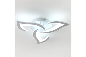 Lumiup LED Ceiling Light, 3 Lights White Petals Modern Design Ceiling Lighting, 6000K Daylight Ceiling Lights for Living Room, Bedroom, Hallway, Dining Room