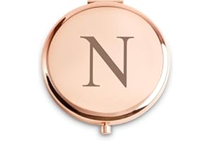 QUSTGO Personalized Compact Mirror Monogrammed Initial, Friendship Gifts Women Girls Her Friends, Unique Birthday Gifts Mom Wife Sister Daughter Grandma Niece Granddaughter Aunt
