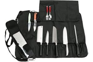 YWYHHM Chef Knife Roll Bag, 17 Slots Chef Knife Bag, Knife Case for Kitchen Camping Knife, Heavy Duty Utility Knife Storage Tote with Shoulder Strap, Tool Gifts Gadgets for Men