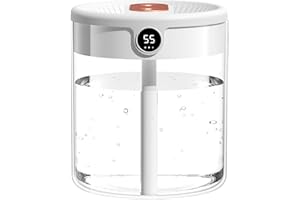 RIMIRICO Humidifier for Bedroom, 2L Cool Mist Humidifier for Home Baby, Humidity Sensor, 20H Last, Easy to Fill & Clean, Quiet Air Humidifiers for Large Room Office Nursery Plants (White)
