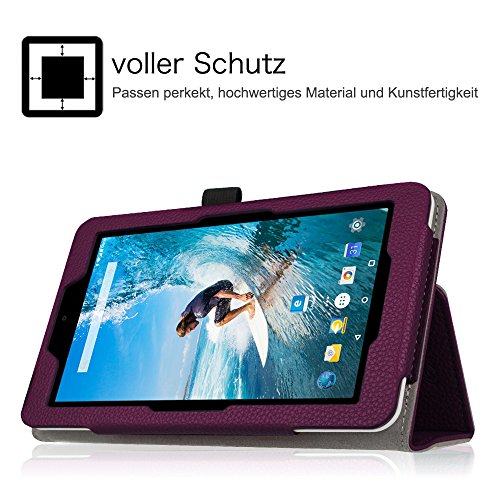 Fintie Odys Vito 7 Hülle Case – Slim Fit Folio Kunstleder Schutzhülle Cover Tasche mit Ständerfunktion und Stylus-Halterung für Odys Vito 17,8 cm (7 Zoll) Tablet-PC, Lila - 4