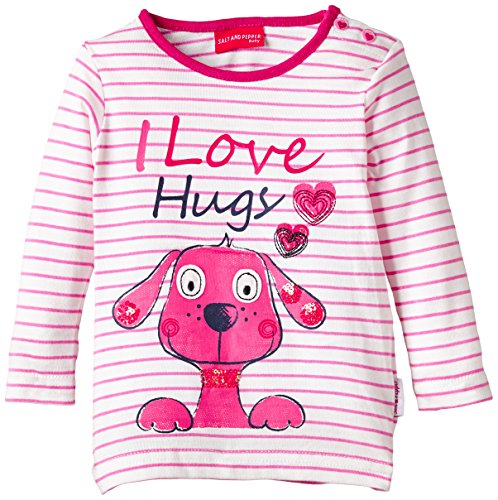 SALT AND PEPPER Baby Girls B Longsleeve Cute&Funny stripe Striped Crew Neck Long Sleeve Long Sleeve Top, Pink (pink 838), 3-6 Months (Manufacturer size: 68)