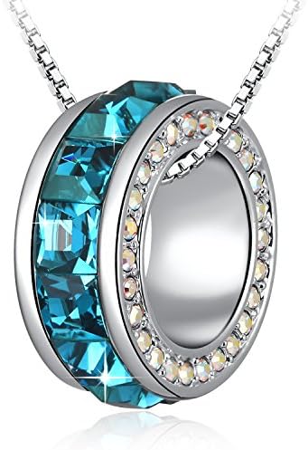DRMglory Ring Pendant Crystal Necklace with Crystal Jewellery for Women Gifts for Mom,18"+2" Chain