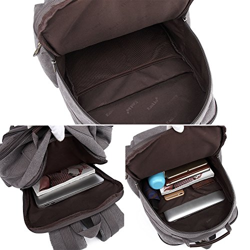 KAUKKO Canvas Laptop Rucksack Daypack Handtasche für Schul Reisen - 6
