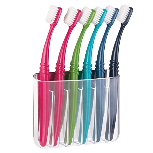 InterDesign 21830EU Affixx, Peel-and-Stick Starker Selbstklebender Una Zahnbürsten-Halter, Plastik, clear/polished, 9,73 x 2,67 x 9,70 cm - 3