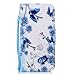 Produktbild Solaxi Wiko Lenny 4 Hülle Leder Case, Wiko Lenny 4 Lederhülle Mode Blumen Schmetterling Muster HandyHülle Brieftasche Schutzhülle Elegant Handytasche, Blau