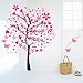 Rainbow Fox Large Heart Tree Butterfly Wall Decals Tree Wall Sticker Decals PVC Removable Wall Decal for Nursery Girls and Boys Children's Bedroom (JM7165)