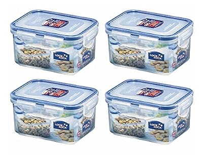 Lock & Lock 4 x & Lock Lock Boîte de conservation alimentaire rectangulaire HPL807 470 ml