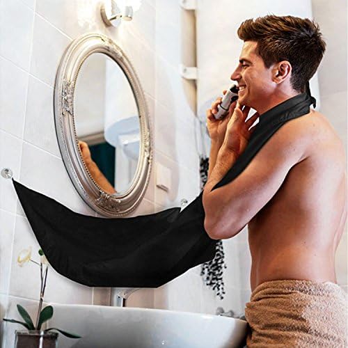 Duojincai Waterproof Men Hair Beard Apron Bib Clippings Catche Adult Barber Cloak Shaving Cloth -Black