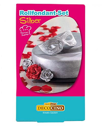 Rollfandant-Set mit Silber-Farbpulver zum dekorieren von Torten & Kuchen