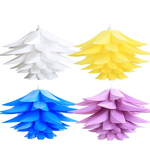 Excerando Decke hängende DIY IQ Puzzle Lotus Flower Lampenschirm Kit Wohnzimmer Esszimmer Dekor Beleuchtung, Durchmesser 53 cm(Gelb) - 7
