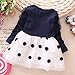 Zhuannian Baby Girls Long Sleeve Spot Bowknot Organza Dress (3-6 months, Navy Blue)