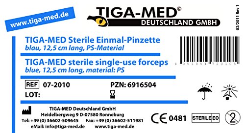 Pinzetten Pinzette Einmal- steril sterile Pinzetten Einmalpinzetten blau 100 Stück Original Tiga-Med Qualität - 3