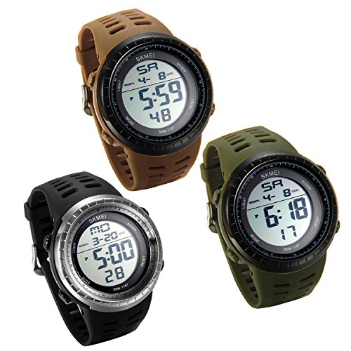 Lancardo Sportuhr 50 Meter Wasserdicht Uhr Digital Led Alarm Kalender Uhren Watches für Herren Männer universal Multifunktions-Analog Armbanduhr