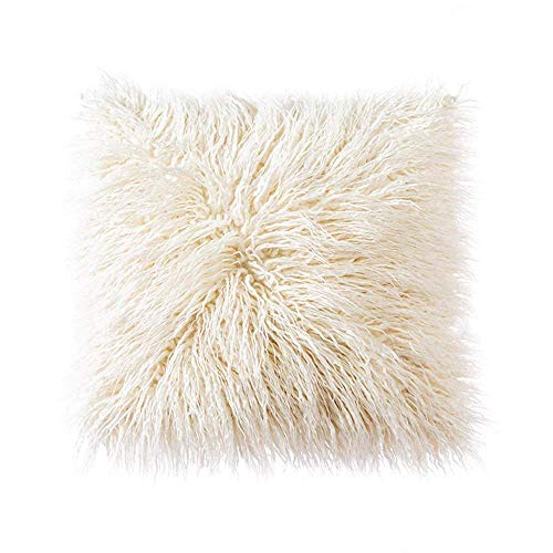 iCasso Faux Fur Cushion Cover, Deluxe Home Decorative Super Soft Plush Mongolian Faux Fur Throw Pill