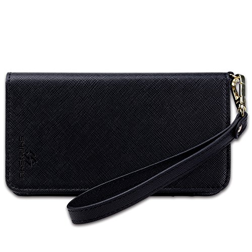 Damen Portemonnaie, SHANSHUI GeldbÃ¶rse Frauen RFID Schutz Geldbeutel mit Handyfach, Wristlet Clutch fÃ¼r Smartphone LangbÃ¶rse Portmonee Wallet (M,Schwarz)