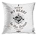Produktbild Throw Pillow Cover Monochrome Antique Hipster Vintage Label Badge Crest I Lost My Heart to The Ocean for Flayer Decorative Pillow Case Home Decor Square 18x18 Inches Pillowcase