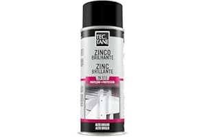 TECTANE ZINC CLARO BRILLANTE ZB 573 Color Metal Galvanizado, Spray Zinc, Fuerte Capacidad de Adherencia a Mayoría de Metales, Resistente a Altas Temperaturas, Interior y Exterior, Bote 400 ml