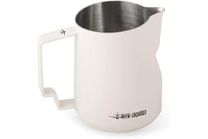 MHW-3BOMBER Jarra espumadora de leche de 12 onzas/350 ml, taza espumadora de leche expreso, jarra de vapor de acero inoxidable, taza de espumador de leche barista latte art, jarra de leche con