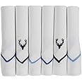 Allen Solly Men's Cotton White Handkerchiefs with Colored Border & Brand Logo (Pack of 6)