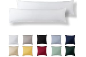 Alreya Juego de 2 Fundas de Almohada 100% Algodón Jersey 40 x 145 cm - Blanco - Funda de Cojín para Cama - 40x145 cm Fundas de Cojínes de sofá hipoalergénica
