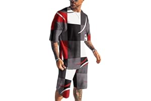 seiveini Jogging Survêtement Homme 2 pièces Été à Manches Courtes Imprimée Pas Cher T-Shirt Sport Corti Ensembles de Pantalons Et Chemises Élastique Pas Cher Casual