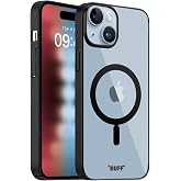 BUFF LABS iPhone 15 ile Uyumlu MagSafe Uyumlu Slim Fit Kılıf Kablosuz Şarj Destekleyen Sararmaya Karşı Korumalı Kapak (Siyah)