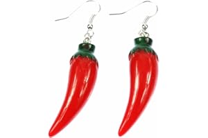 Miniblings Chili Ohrringe scharf Chilis Peperoni Paprika Kochen rot Salsa 4cm - Handmade Modeschmuck I Ohrhänger Ohrschmuck versilbert