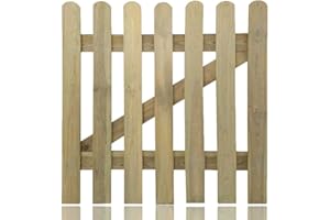 GBS BROTHERS GBS 3 x 3ft Picket Fence Gate, Round Top Wooden Garden Gate, Decorative Garden Gate, Pressure Treated Outdoor Gate - (90cm x 90cm) L X H