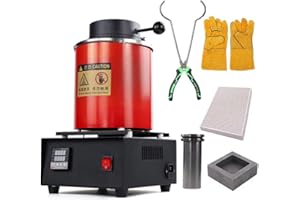 ULLOORD 3 kg Gold-Schmelzofen, 1400 W 2000 F, digitaler elektrischer Schmelzofen mit Graphit-Tiegel für Schmelzkratzer, Silber, Gold, Kupfer, Aluminium, 220 V Verfeinerung des Gussefens