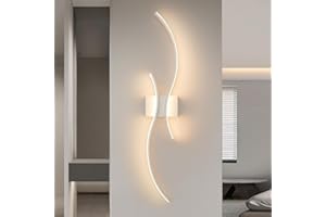 ‎COMELY Comely LED Wandleuchte Innen, 27W 3075LM Wandlampe LED Warmweiß 3000K, 80CM Lang Minimalistische Weiß Wandleuchte für Schlafzimmer Wohnzimmer Korridor Treppen