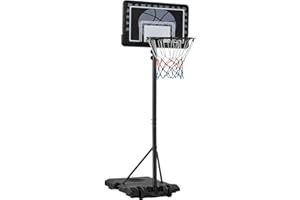 Yaheetech Panier de Basket Extérieur Portable Réglable en Hauteur 219-249/234-264 cm Panier de Basket sur Pied à roulettes avec Base de Lestage Panneau Arrière Robuste Noir