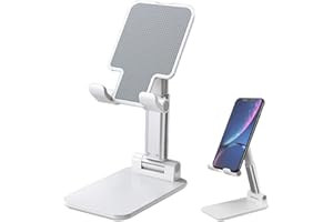 MEXRUMI 1 Pièces Porte Smartphone Phone Stand Support Smartphone Bureau Support Téléphone Portable Support Téléphone Support Téléphone Portable Pliable Compatible Plupart Téléphones Portables(Blanc)