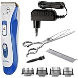 Infitary Professional Electric Pet Trimmer Clippers Grooming Kit, Low Noise Waterproof Rechargeable Cordless Trimmer for Cat and Dog (Blue)