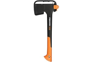 Fiskars Universalaxt, Inklusive Klingen- und Transportschutz, Länge 44 cm, Antihaftbeschichtet, Hochwertige Stahl-Klinge/Glasfaserverstärkter Kunststoff-Stiel, Schwarz/Orange, X10-S, 1015619