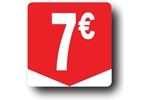 Affichesstore 30267 - Rouleau de 500 Étiquettes Autocollantes 7€ - Format Carré 35x35mm - Brillantes - Adhésives - Stickers Prix Ronds Euros