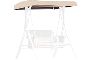 DFANCE Patio Swing Top Cover,Replacement Canopy for Swing Seat 2 3 Seater Garden Hammock Cover,Waterproof Swing Chair Top Cover Roof Sun Shade Sun Lounger for Outdoor,Beige,190T:191 * 120 * 18/23cm