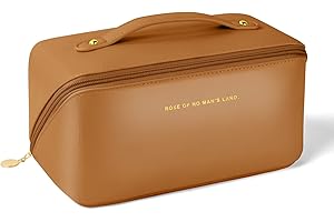 Aucuu Reise Kosmetiktasche, PU Leder Tragbar Reise Make-up Tasche mit Großer Kapazität Wasserdichter, Portable Schminktasche Kulturbeutel-Organizer für Toilettenartikel