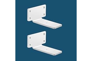 MLOQI 2 Piezas Escuadras para Estanterias, Soportes para Estantes, Escuadras Metalicas de L, Grueso de 5 mm con Tornillos Capacidad de Carga 50 kg (Blanca 10 cm)