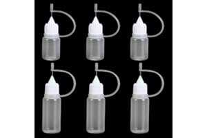 WKRTDY 6 pcs kleine Dosierflaschen mit Nadelspitze, Praktische Quetsch, und Spritzflaschen aus für Bastelarbeiten und Aufbewahrung von Flüssigkeiten, Leimflaschen, Leerfläschchen, Applikator-Flaschen