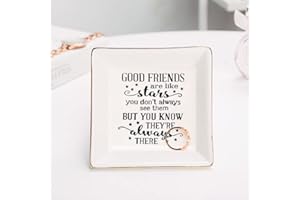 Lisoviom Friend Gifts For Her Trinket Dish, Jewellery Tray With Thank You Sayings, Jewelry Stand Gift Symbolizing Friendship, Birthday Graduation Retirement Leaving Gifts For Women