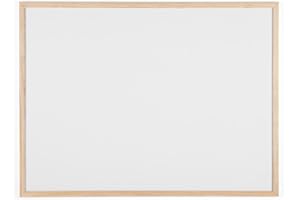 Bi-Office Budget - Tableau Blanc, 80 x 60 cm, avec 1 Marqueur, Tableau à Mémo avec Cadre en Bois et Surface Non-Magnétique