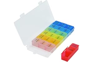 SYOLEE Pill Box Organiser 7 Day Weekly 3 Times a Day Travel Case Medication Dispenser Reminder for Medication, Supplements, Vitamins and Cod Liver Oil