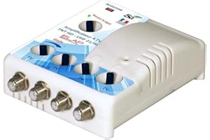 Elap 372014 Amplificateur TV TNT Intérieur - 4 Sorties - Filtre 4G Blanc